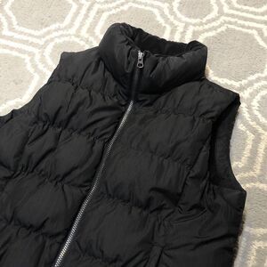 Eddie Bauer Goose Down Puffer Vest Womens Size Large Black Full Zip Snap